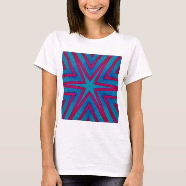 Rot und Blau Geometric T-Shirt (Vorderseite)