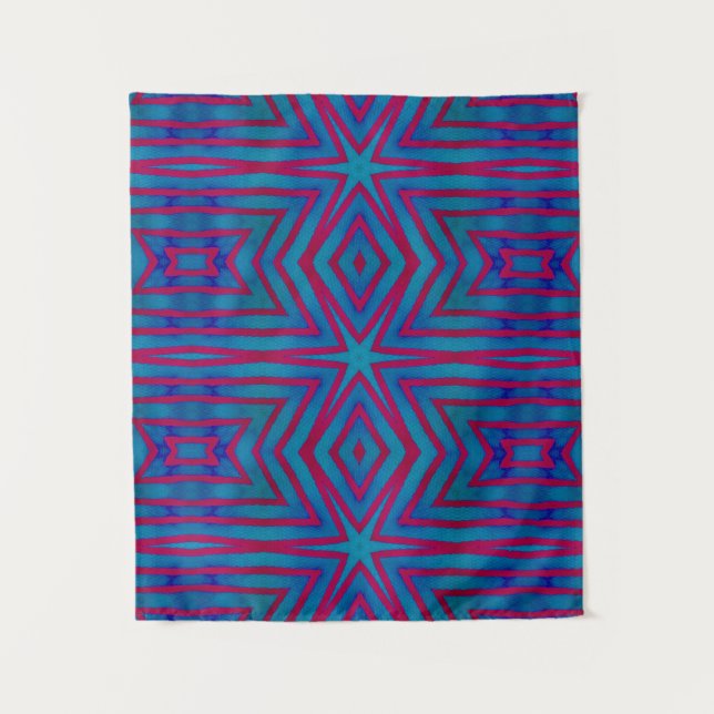Rot und Blau Geometric Wandteppich (Vorderseite)