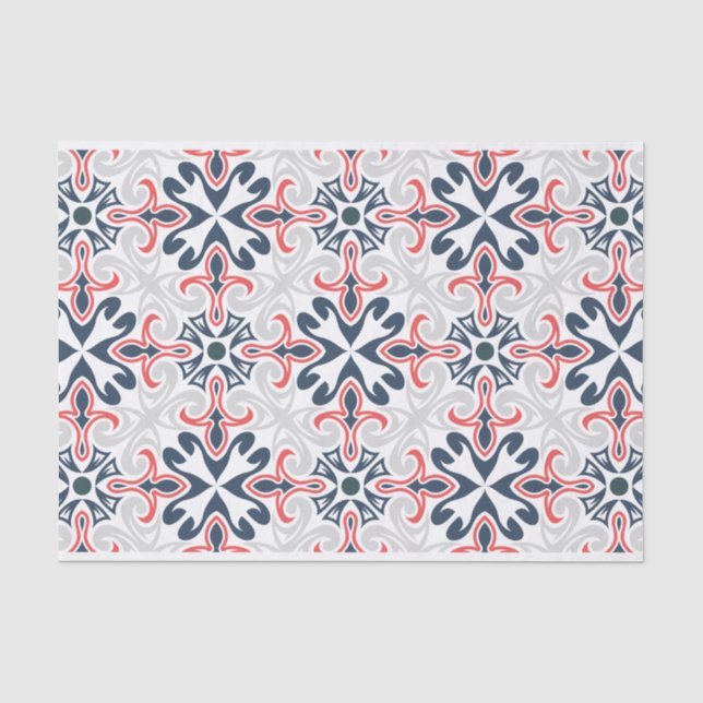 Rot und blau geometrische Muster decoupage Seidenpapier (Vorderseite)