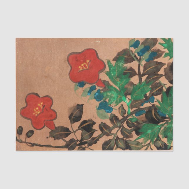 Rot und Blau gestrichene Blume für Dekoupage Seidenpapier (Vorderseite)