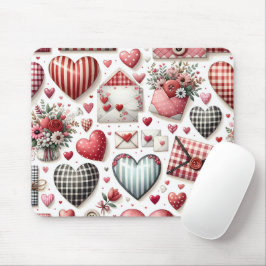 ROT UND BLAU GINGHAM KARIERTER VALENTINSTAG THEMA MOUSEPAD