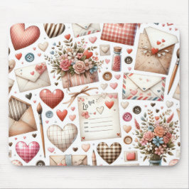 ROT UND BLAU GINGHAM KARIERTER VALENTINSTAG THEMA MOUSEPAD