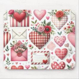 ROT UND BLAU GINGHAM KARIERTER VALENTINSTAG THEMA MOUSEPAD