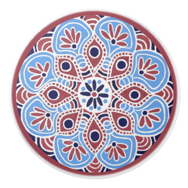 Rot und Blau Keramik Pull Keramikknauf (Vorderseite)