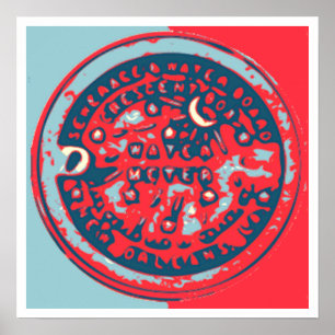 Rot und Blau NOLa Wasserzähler Poster