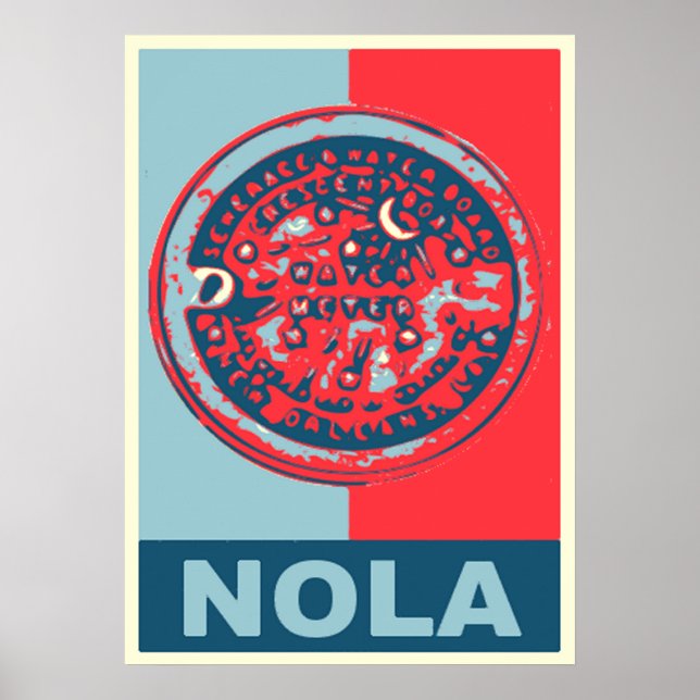 Rot und Blau NOLa Wasserzähler Poster (Vorne)
