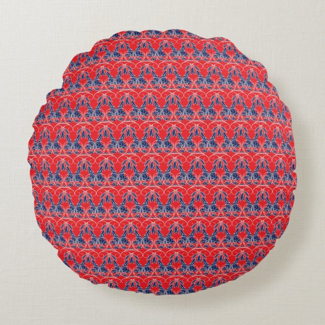 Rot und Blau Rundkissen Rundes Kissen (Vorderseite)