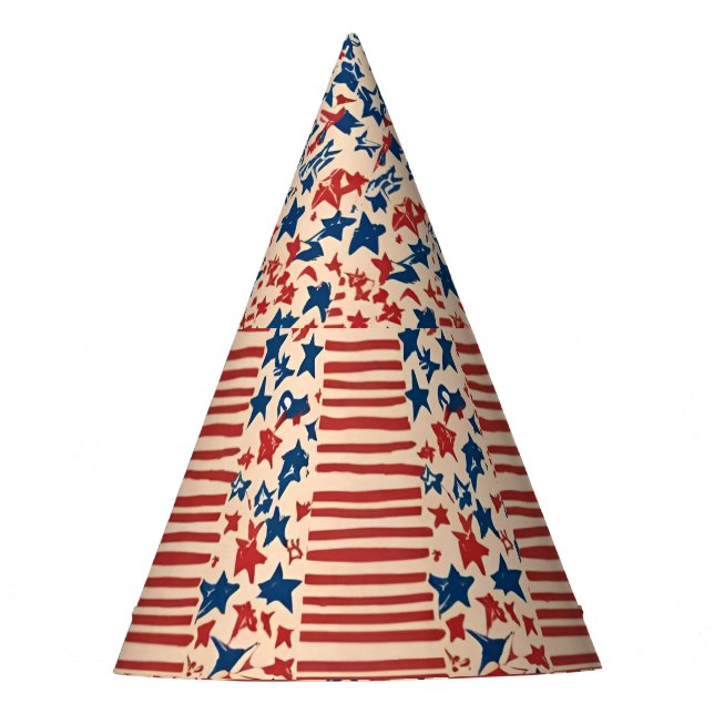 Rot und Blau US Flagge 4. Juli Partyhütchen (Vorderseite)