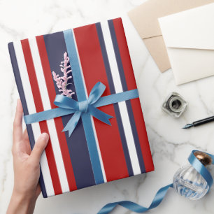 Rot und Blau Vertikale Streifen Nahtloses Muster Geschenkpapier