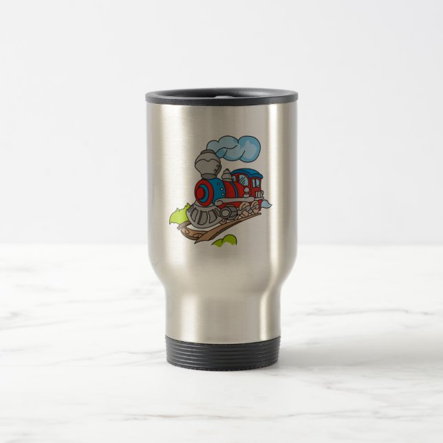 Rot und blaue Zug-T-Shirts und Geschenke Reisebecher (Mittel)