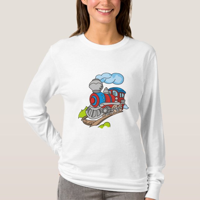 Rot und blaue Zug-T-Shirts und Geschenke T-Shirt (Vorderseite)