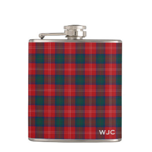 Rot und Blauer Clan Chisholm Tartan Monogramm Flachmann
