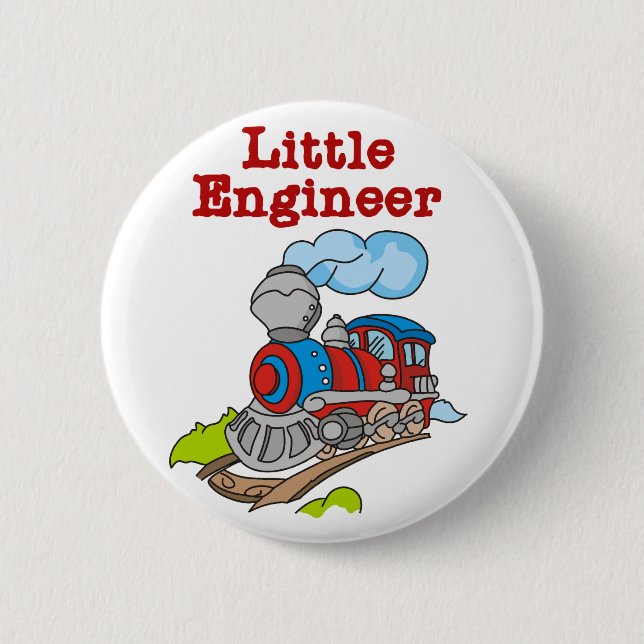 Rot und blauer Zug-kleiner Ingenieur Button (Vorderseite)