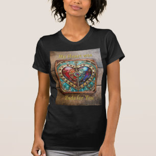 Rot- und Blauglas-Herz Steampunk-Serie T-Shirt