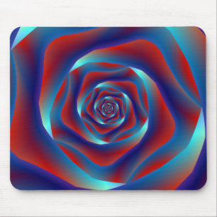 Rot und Blues Spiral Rose Mousepad