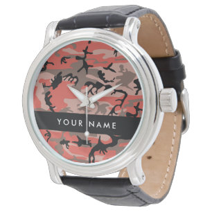 Rot und braun Camouflage Ihr Name Persönlich gesta Armbanduhr