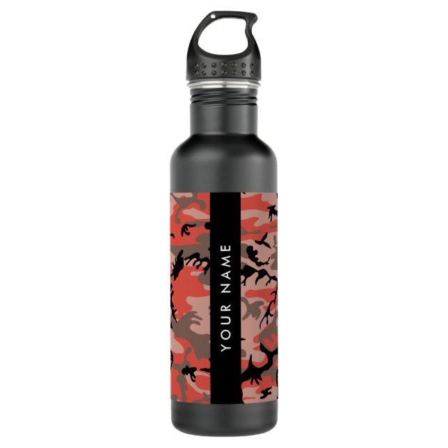 Rot und braun Camouflage Ihr Name Persönlich gesta Edelstahlflasche (Vorderseite)