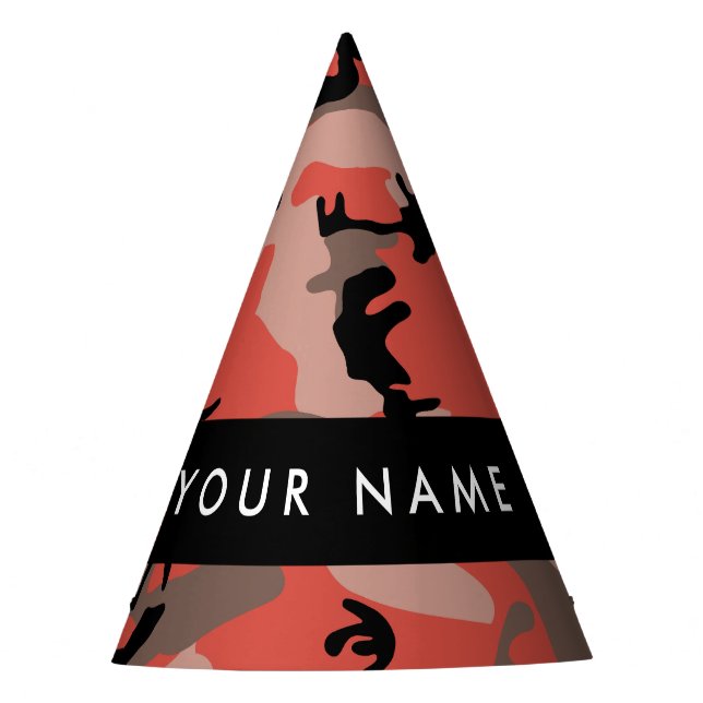 Rot und braun Camouflage Ihr Name Persönlich gesta Partyhütchen (Vorderseite)