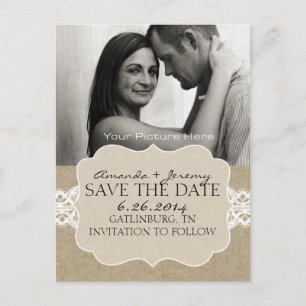 Rot und braun Chic Woodgrain Save the Date Ankündigungspostkarte