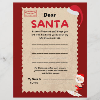 Rot und Braun Niedlicher Weihnachtsbrief. Flyer