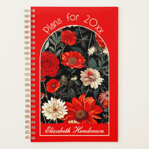 Rot und Creme Dark Floral Small Planner Planer