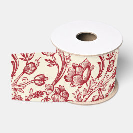 Rot und Creme Tulips Toile - französisches Landdek Ripsband