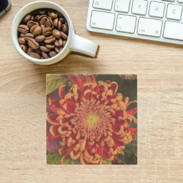 Rot und Gelb Chrysanthemum Floral Steinuntersetzer