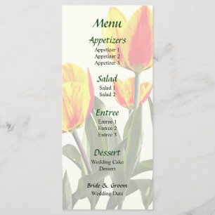 Rot und Gelb gestreifte Tulpen Hochzeitsmenü Menükarte