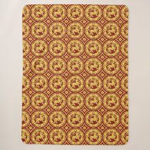 Rot und Gelb Mittelalterliche Löwen Sherpa Blanket