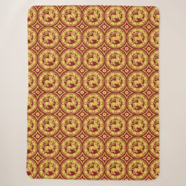 Rot und Gelb Mittelalterliche Löwen Sherpa Blanket Sherpadecke