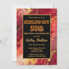 Rot und Gold 30. Flaming Hot Birthday Einladung