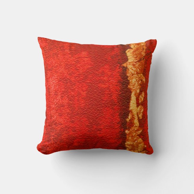 Rot und Gold abstrakt Kissen (Vorderseite)