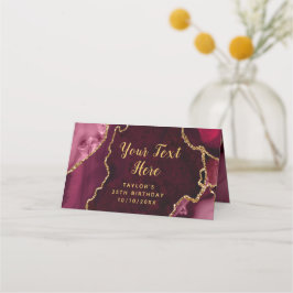 Rot und Gold Agate Marble Geburtstag Platzkarte