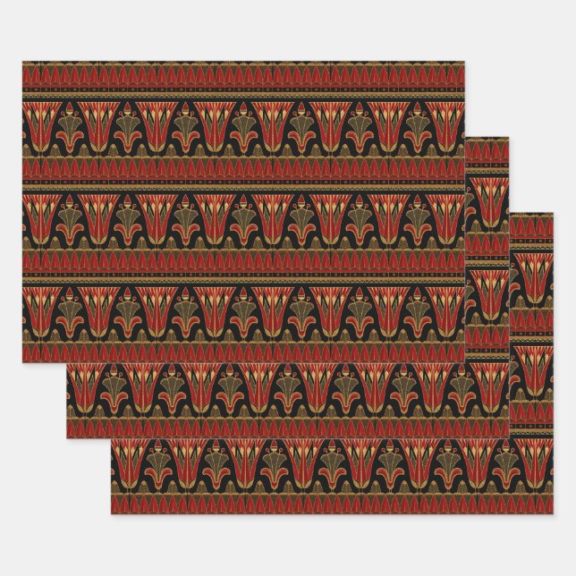 Rot und Gold Art Déco Geschenkpapier Set (Set)