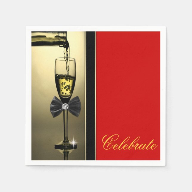 Rot und Gold Champagner Serviette (Vorderseite)