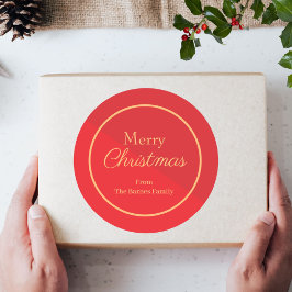 Rot und Gold Custom frohe Weihnachten Runder Aufkleber