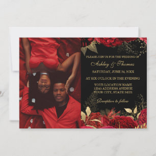 ROT UND GOLD ELEGANTE ROSE WEDING EINLADUNGEN