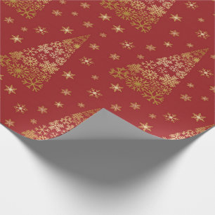 Rot und Gold Eleganter Weihnachtsbaum Geschenkpapier