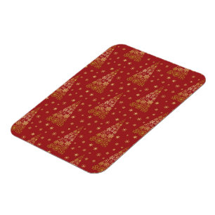 Rot und Gold Eleganter Weihnachtsbaum Magnet