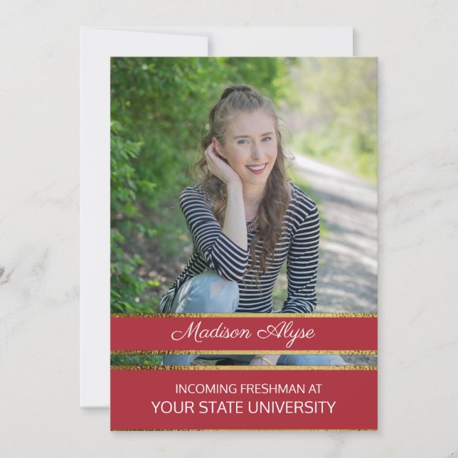 Rot und Gold Foto Trunk-Party Einladung (Vorderseite)