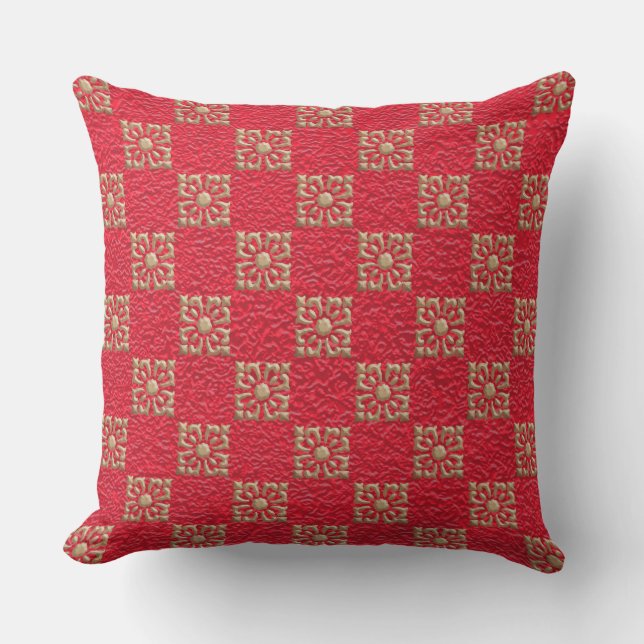 Rot und Gold gefälscht Kissen (Vorderseite)