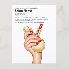 Rot und Gold Glam Chic Beauty Salon Eröffnung Einladungspostkarte