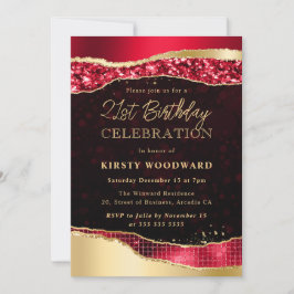 Rot und Gold Glam Tars Geburtstagsparty Einladung
