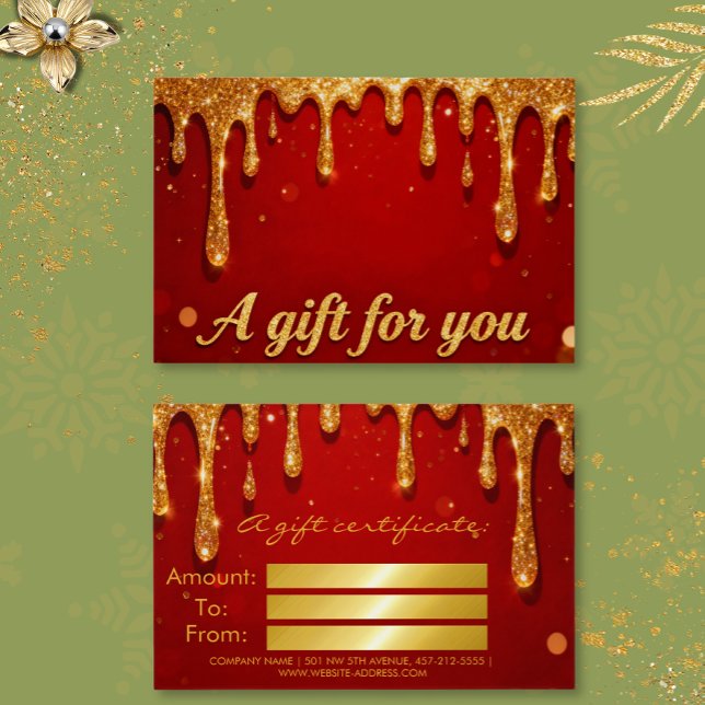 Rot- und Gold-Glitter-Drip-Geschenkkarte (Von Creator hochgeladen)