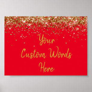 Rot- und Gold-Glitter-Geburtstagsfeier-Requisit Ju Poster