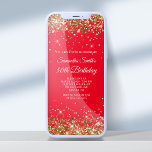 Rot und Gold Glitzer 50. Geburtstag Einladung<br><div class="desc">Eine glamouröse 50. Geburtstagseinladung für sie zum Druck oder zum digitalen Download. Imitate glänzen goldfarbenen Glitzer mit Glitzern vor einem kräftigen, hellen, roten Hintergrund. Passen Sie die Kalligraphie und die Schriftart Stile, Farbe und Größe an, um Ihre eigene Einladung für ihre glamouröse Meilenstein-Feier zu schaffen. Alle funkelnd und Glitzer Elemente...</div>
