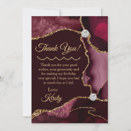 Rot und Gold Glitzer Agate Birthday Dankeskarte