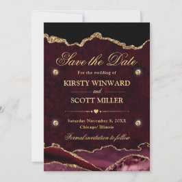 Rot und Gold-Glitzer-Marmor Save the Date