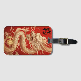 Rot und Gold Jahr des Dragon Power Emblems Gepäckanhänger
