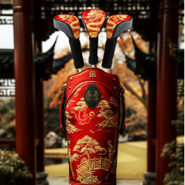 Rot und Gold Jahr des Dragon Power Emblems Golf Headcover